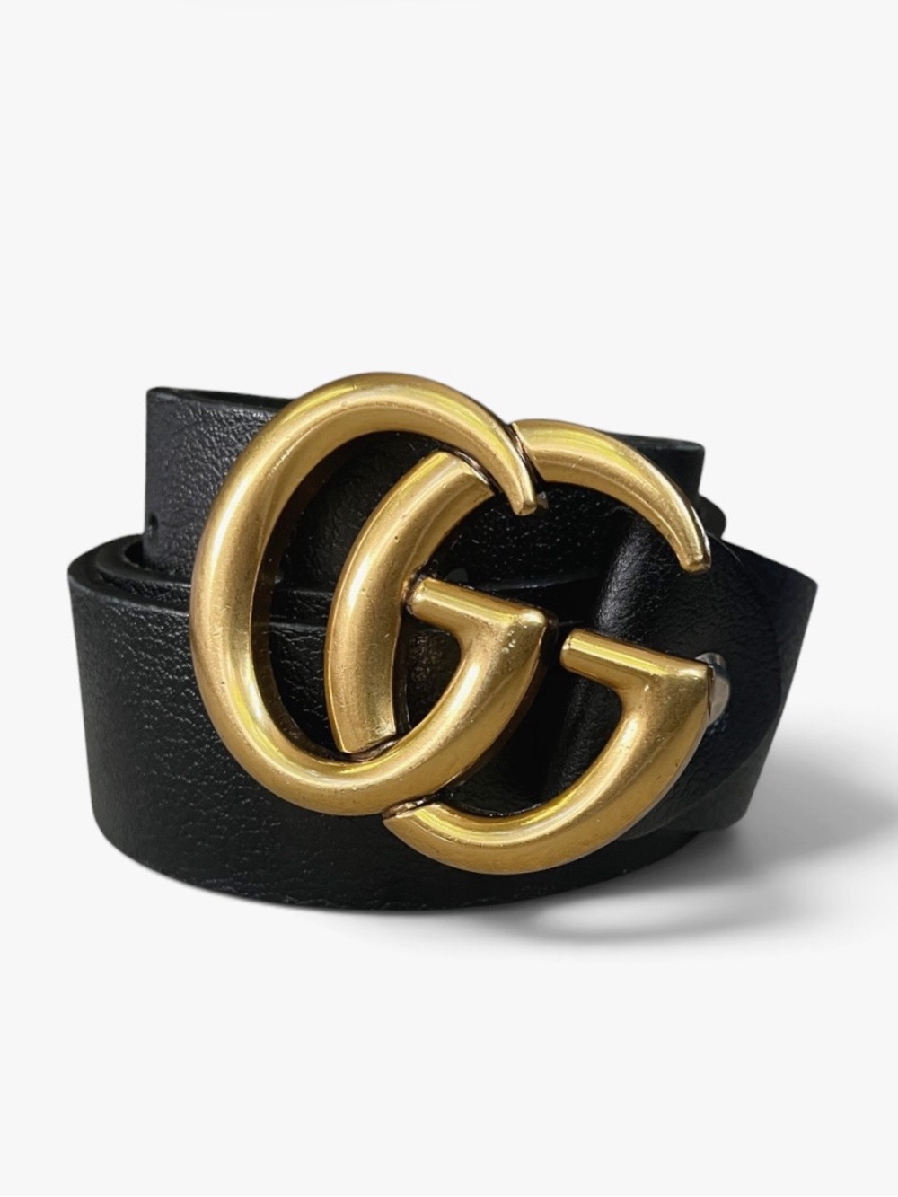 Gucci Marmont Black Leather Double G Belt, sz EU 130
